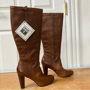 Frye Miranda Side Zip Knee-High High Heel Boot Size 10 NWT Cognac Brown